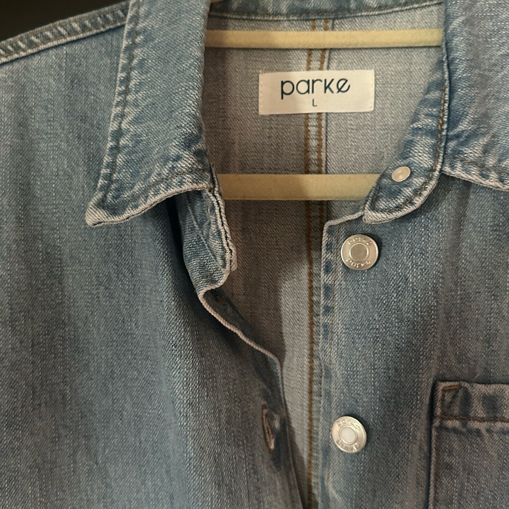 Parke light wash Denim romper - Picture 3 of 4